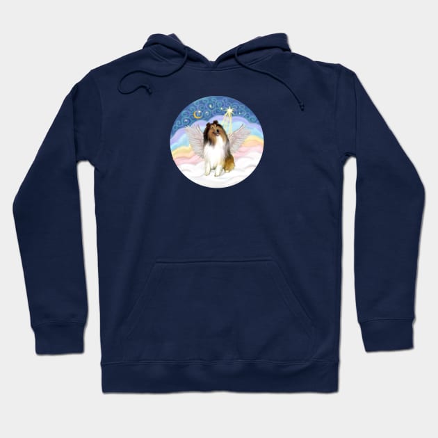 A Sable and White Collie Floats in Heavens CLouds Hoodie by Dogs Galore and More